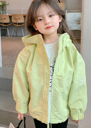 Fine Green Patchwork Zippered Girls Hoodie Coat Fall