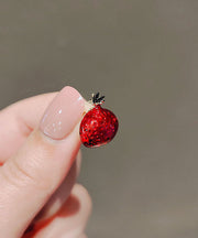 Fine Mulberry Alloy Colored Glaze Pomegranate Brooches