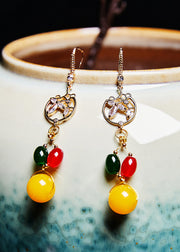 Fine Multicolour Gem Stone Beeswax Drop Earrings