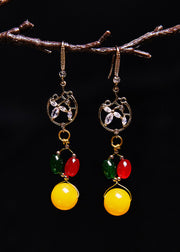 Fine Multicolour Gem Stone Beeswax Drop Earrings