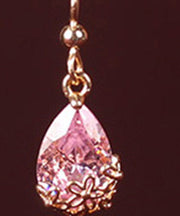 Fine Pink Zircon Pearl Watch Drip Drop Earrings