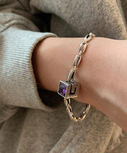 Fine Purple Copper Zircon Gem Stone Chain Bracelet