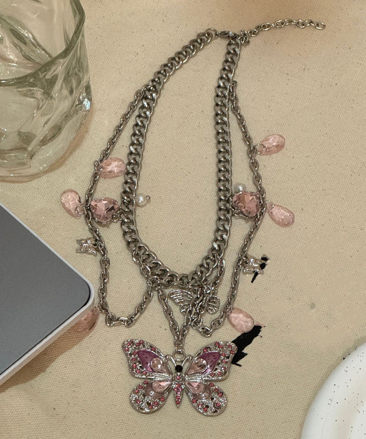 Fine Red Alloy Crystal Butterfly Tassel Waist Chain