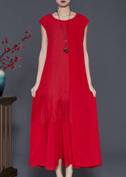 Fine Red Draping Chiffon Holiday Dress Sleeveless