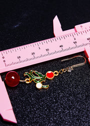 Fine Red Gem Stone Gilding Drop Earrings