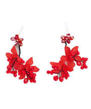 Fine Red Inlaid Handmade Beading Graphic Crystal Drop Earrings