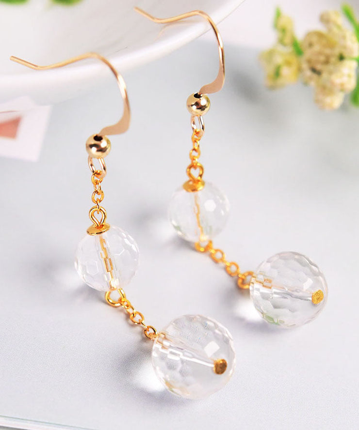 Fine White 14K Gold Crystal Drop Earrings