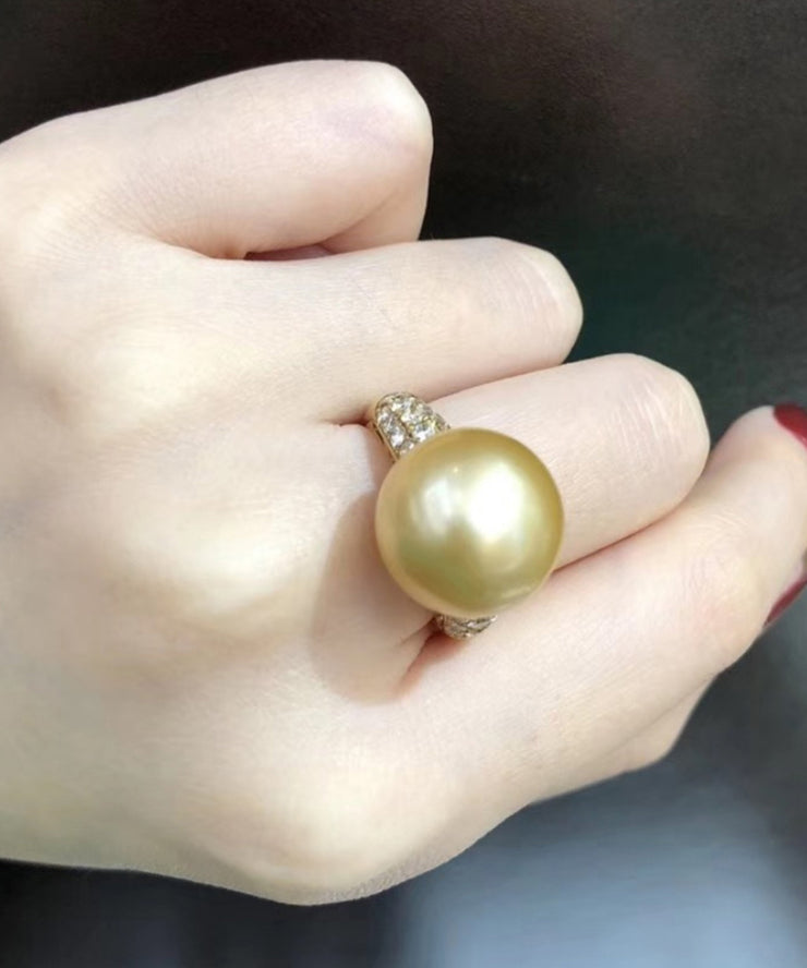 Fine White 14K Overgild Gold Pearl Rings