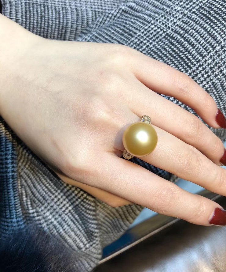 Fine White 14K Overgild Gold Pearl Rings