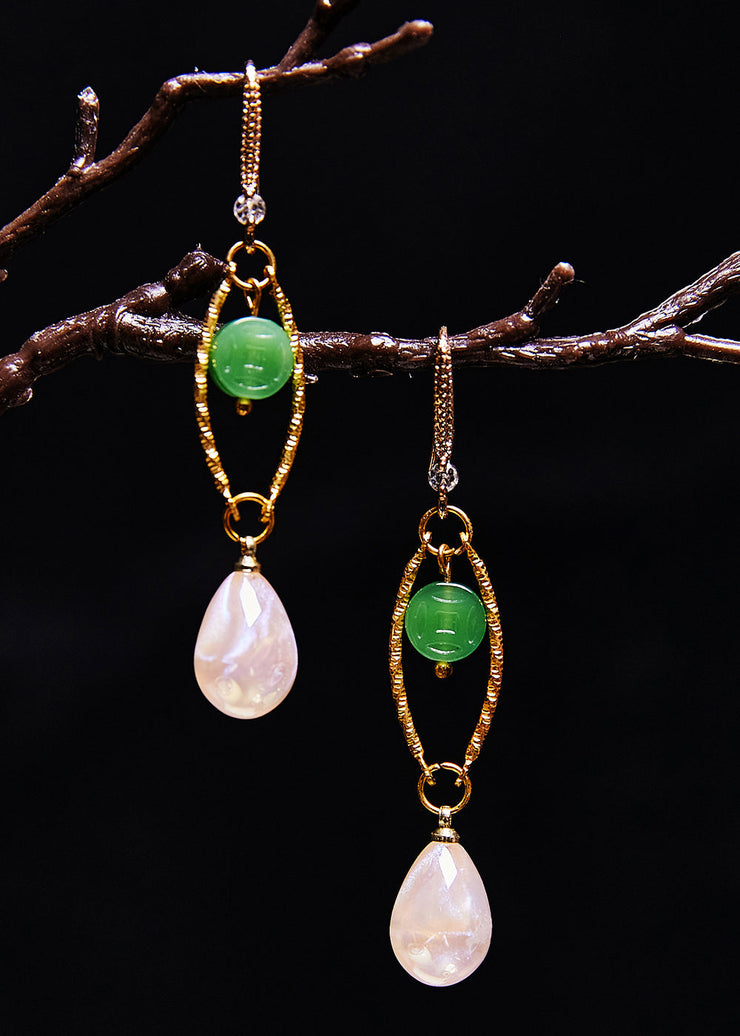 Fine White Teardrop Gem Stone Boutique Jade Drop Earrings