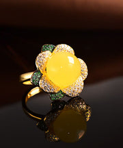 Fine Yellow Sterling Silver Beeswax Zircon Rings