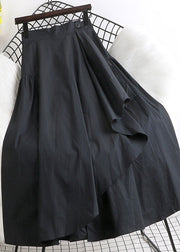 Fitted Navy Blue Asymmetrical High Waist A Line Skirt Summer