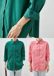 Fitted Pink Peter Pan Collar Cotton Shirt Top Fall