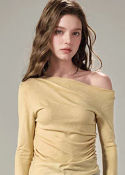 Fitted Yellow Patchwork False Two Pieces Knit Top Fall