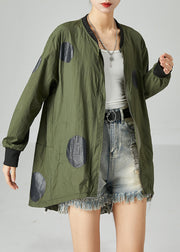 French Army Green Oversized Patchwork Drawstring Silk Coats Spring