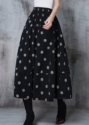 French Black Dot Exra Large Hem Cotton Skirt Spring