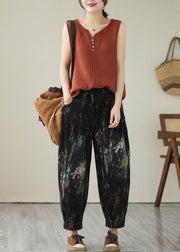 French Black Oversized Tie Dye Denim Harem Pants Spring