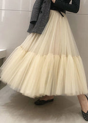 French Black Ruffled High Waist Tulle Skirts Summer