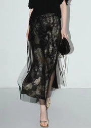 French Black Tasseled Side Open Patchwork Tulle Skirts Summer