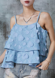 French Blue Love Layered Cotton Spaghetti Strap Top Summer