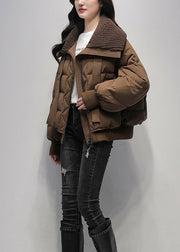 French Coffee Peter Pan Collar Duck Down Puffer Jacket Winter