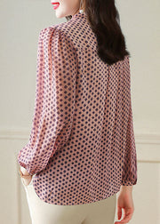 French Pink Patchwork Print Chiffon Blouse Top Spring