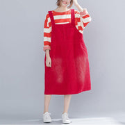 French Sleeveless pockets quilting dresses Runway red daily Dress