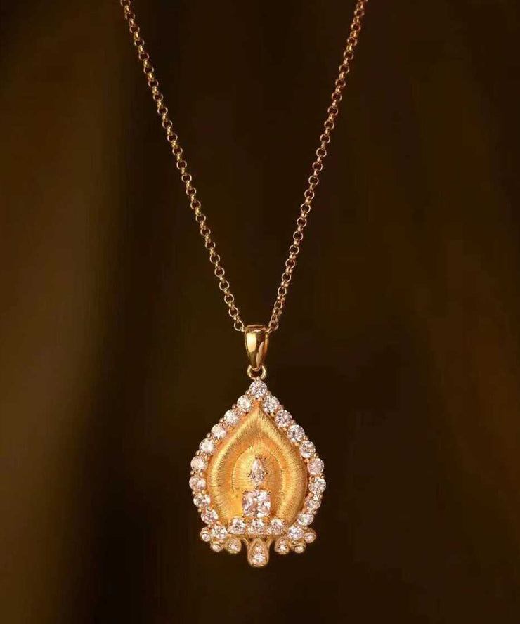 Gold Sterling Silver Overgild Zircon Pendant Necklace