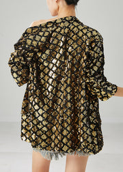 Golden Sequins Coat Oversized Double Breast Spring