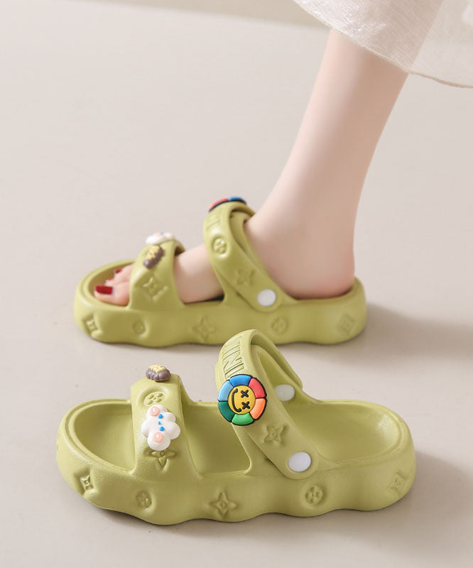 Green Platform Casual Decorated Splicing Beach Slide Sandals