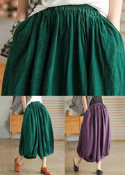 Green Pockets Solid Linen Wide Leg Pants High Waist Summer