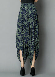 Green Print High Waist Wide Leg Pants