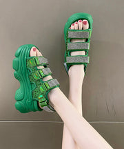 Green Zircon Sequins Splicing Casual Peep Toe Platform Sandals