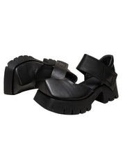 Handmade Black Splicing Platform High Heel Sandals