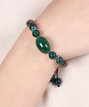 Handmade Blackish Green Hand Knitting Agate Cloisonne Charm Bracelet