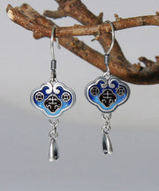 Handmade Blue Sterling Silver Cloisonne Drop Earrings