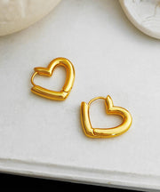 Handmade Gold Heart Copper Hoop Earrings