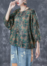 Handmade Green Oversized Tie Dye Linen Shirt Top Bracelet Sleeve