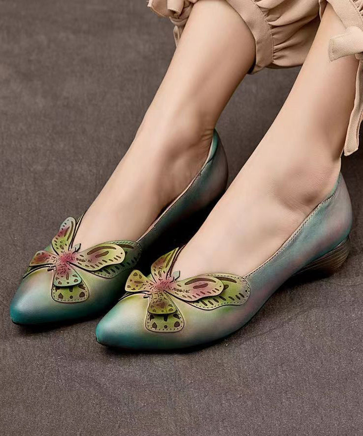 Handmade Original Butterfly Pointed Shallow Cut Single Shoe