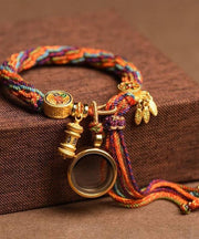 Handmade Rainbow Hand Knitting Cotton Thread Gesang Flower Charm Bracelet