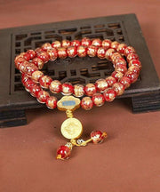 Handmade Red Coloured Glaze Buddha Beads Charm Bracelet