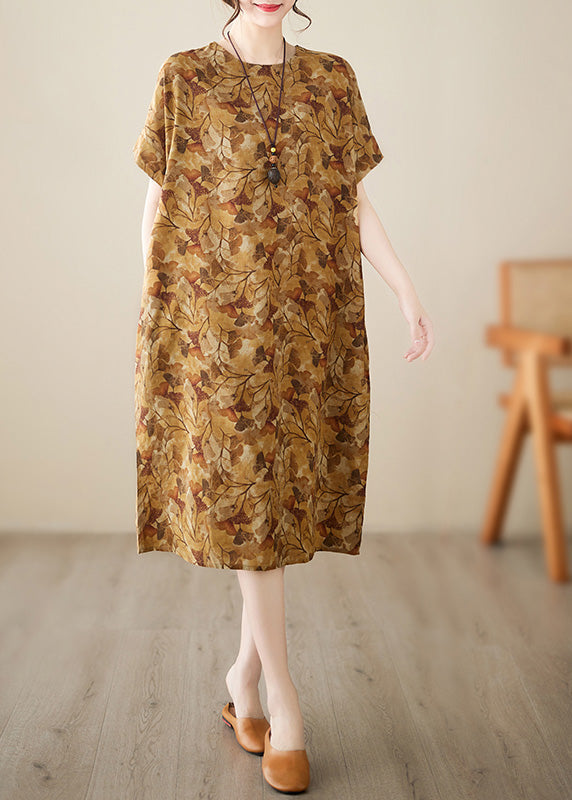 Handmade Yellow Print Vacation Long Dresses Summer