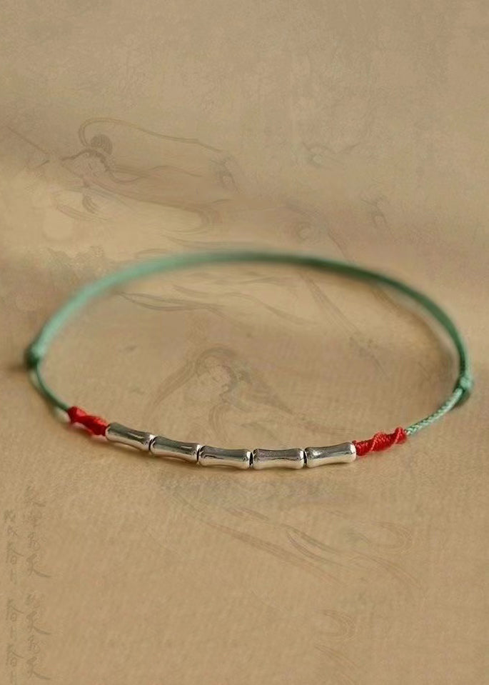 Handwoven Bamboo Joint Silver Good Luck Bracelet