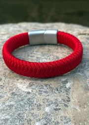 Handwoven Pure Red Dragon Scale Patterned Koi Bracelet