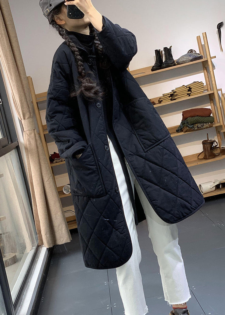 Italian Black Oversized Cozy Fine Cotton Filled Women Witner Coats