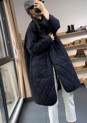 Italian Black Oversized Cozy Fine Cotton Filled Women Witner Coats