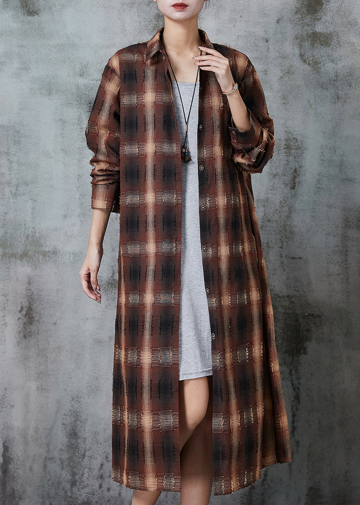 Italian Brown Oversized Cotton Shirt Dress Spring