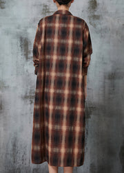 Italian Brown Oversized Cotton Shirt Dress Spring