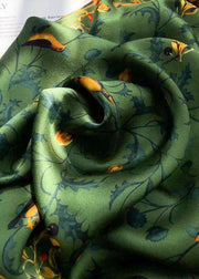 Italian Green Print Women Comfy Silk Scarf