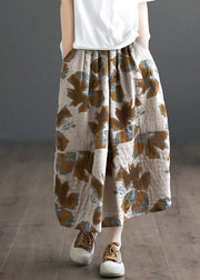 Italian Khaki Print High Waist Maxi Skirts